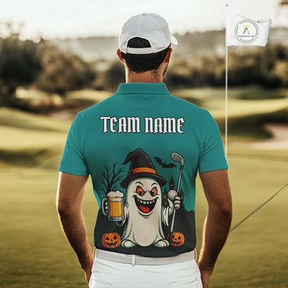 Funny Ghostly Beer Halloween Golf Polo Shirt For Men Custom Halloween Ladies Golf Outfit TDM4944