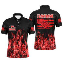 Load image into Gallery viewer, 3D Red Flaming American Flag Men Billiard Shirt Custom Patriotic Pool Player Shirt Billiard Jersey TDM3162