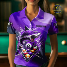 Load image into Gallery viewer, Personalized Purple Pool Ball Shark Billiard Shirts For Women Custom Team League Billiard Jerseys TDM3842