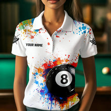 Load image into Gallery viewer, Funny 8 Ball Pool Colorful Paint Splash Custom Billiard Shirt For Women, Billiard Team Jersey | Black TDM3378