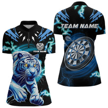 Load image into Gallery viewer, Personalized Blue 3D Tiger Thunder Lightning Dart Shirts For Women Custom Darts League Jerseys TDM3384