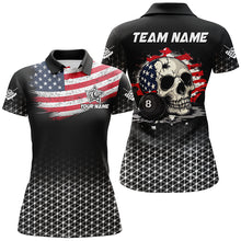 Load image into Gallery viewer, Personalized Patriotic Skull 8 Ball Billiard Shirts For Women Custom American Flag Billiard Jerseys TDM2174