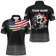 Load image into Gallery viewer, Personalized Patriotic Skull 8 Ball Billiard Shirts For Men Custom American Flag Billiard Jerseys TDM2174