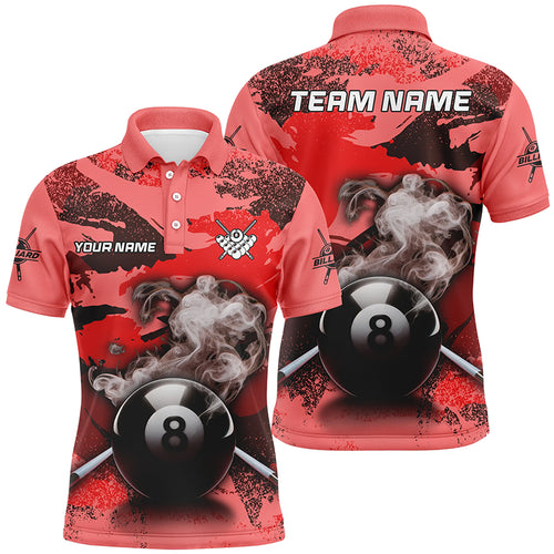 Personalized 8 Ball Pool Smoke Custom Red Camo Men Billiard Shirts, Billiard Snooker Outfits TDM1967