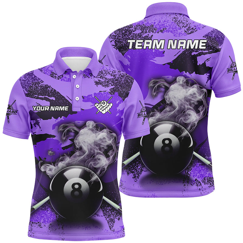 Personalized 8 Ball Pool Smoke Custom Purple Camo Men Billiard Shirts, Billiard Snooker Outfits TDM1968