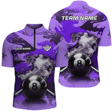 Load image into Gallery viewer, Personalized 8 Ball Pool Smoke Custom Purple Camo Men Billiard Shirts, Billiard Snooker Outfits TDM1968