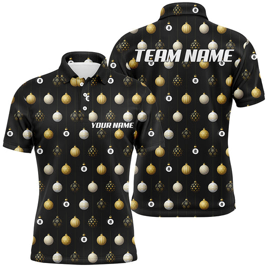 Personalized Merry Christmas Billiard Pattern Full Printing Polo Shirts For Men, Christmas Attire TDM0512
