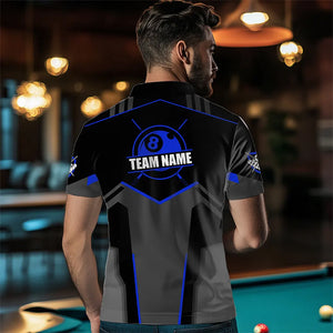 Billiard Jerseys For Men Custom Polo & Quarter-Zip Billiard Shirts, Team Pooler Short Sleeve |Blue TDM3385