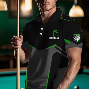 Billiard Jerseys For Men Custom Polo & Quarter-Zip Billiard Shirts, Team Pooler Short Sleeve |Green TDM3386