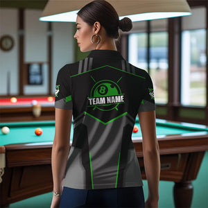 Billiard Jerseys For Women Custom Polo & Quarter-Zip Billiard Shirts, Team Pooler Short Sleeve |Green TDM3386