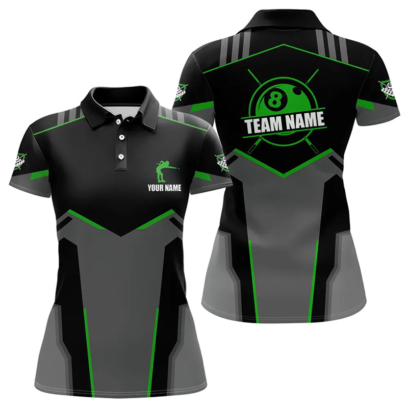 Billiard Jerseys For Women Custom Polo & Quarter-Zip Billiard Shirts, Team Pooler Short Sleeve |Green TDM3386