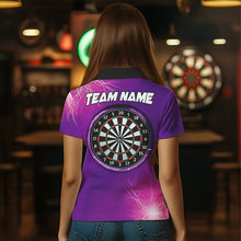 Load image into Gallery viewer, Purple Thunder Lightning Light Darts Polo &amp; Quarter Zip Custom Darts Shirts For Women Darts Jerseys TDM3391