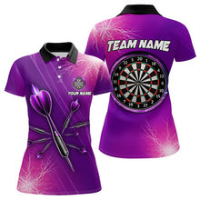 Load image into Gallery viewer, Purple Thunder Lightning Light Darts Polo &amp; Quarter Zip Custom Darts Shirts For Women Darts Jerseys TDM3391