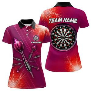 Red Thunder Lightning Light Darts Polo & Quarter Zip Custom Darts Shirts For Women Darts Jerseys TDM3392