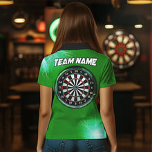 Load image into Gallery viewer, Green Thunder Lightning Light Darts Polo &amp; Quarter Zip Custom Darts Shirts For Women Darts Jerseys TDM3393