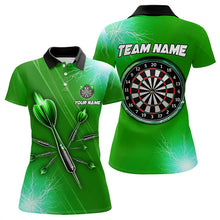 Load image into Gallery viewer, Green Thunder Lightning Light Darts Polo &amp; Quarter Zip Custom Darts Shirts For Women Darts Jerseys TDM3393