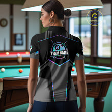 Load image into Gallery viewer, Holographic 8 Ball Billiard Jersey For Women Custom Polo &amp; 1/4 Zip Billiard Shirts, Pool Team Shirt TDM5882