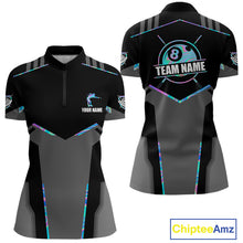 Load image into Gallery viewer, Holographic 8 Ball Billiard Jersey For Women Custom Polo &amp; 1/4 Zip Billiard Shirts, Pool Team Shirt TDM5882