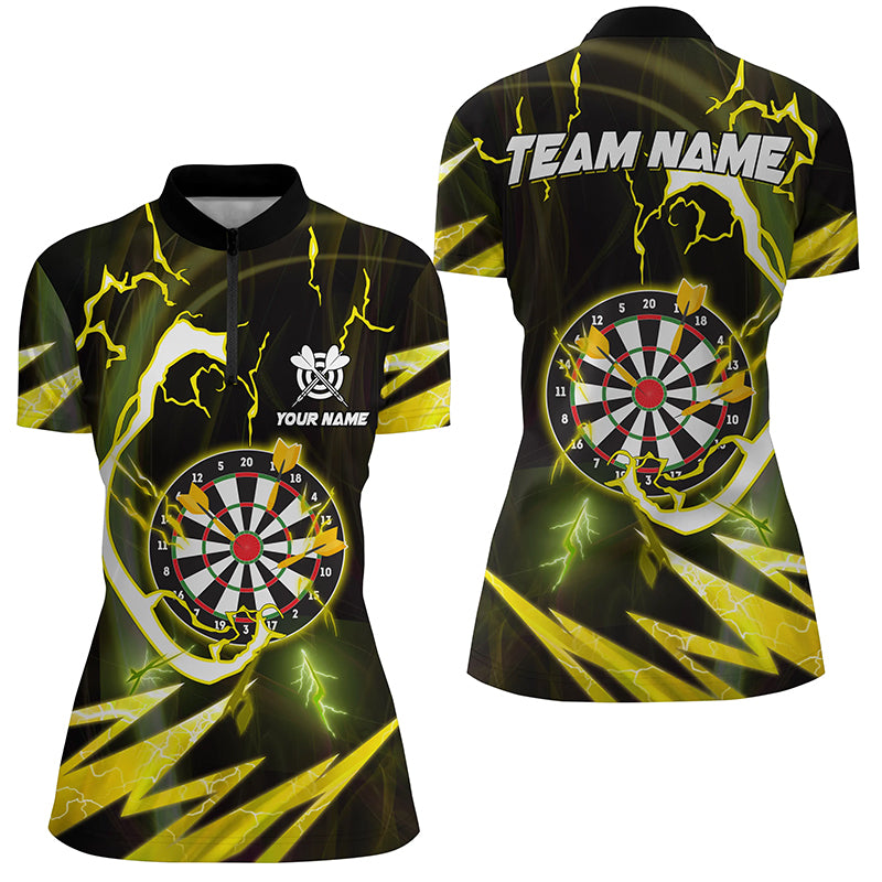 Customized Yellow Dart Board Thunder Lightning Women Quarter-Zip Shirts, Dart Team Jerseys TDM1204