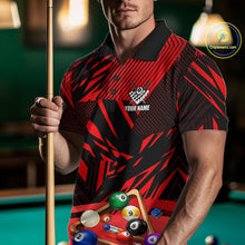 Load image into Gallery viewer, Red 8 Ball Billiard Shirt For Men Custom Billiard Tournament Pool Team Jersey Polo &amp; 1/4 Zip TDM6025