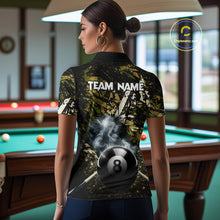Load image into Gallery viewer, Custom Green Camo 8 Ball Pool Smoke Billiard Shirt For Women, Billiard Team Jersey Polo &amp; 1/4 Zip TDM6032