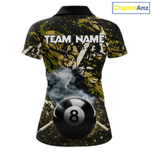 Load image into Gallery viewer, Custom Green Camo 8 Ball Pool Smoke Billiard Shirt For Women, Billiard Team Jersey Polo &amp; 1/4 Zip TDM6032