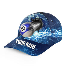 Load image into Gallery viewer, Funny 10 Ball Pool Rush Out Custom Thunder Lightning Blue Billiard Caps, Top Hats Billiard For Pooler TDM1394