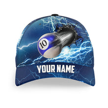 Load image into Gallery viewer, Funny 10 Ball Pool Rush Out Custom Thunder Lightning Blue Billiard Caps, Top Hats Billiard For Pooler TDM1394