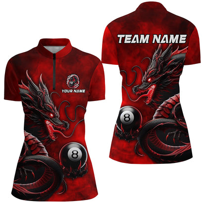 Personalized Billiard Dragon 8 Ball Pool Shirts For Women Custom Red Team League Billiard Jerseys TDM1972