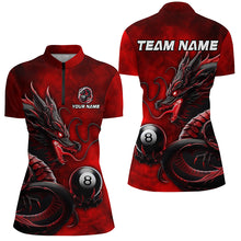 Load image into Gallery viewer, Personalized Billiard Dragon 8 Ball Pool Shirts For Women Custom Red Team League Billiard Jerseys TDM1972