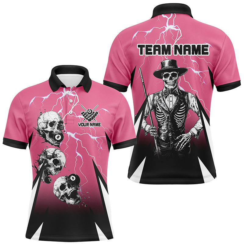 Grim Reaper Play Pool Custom Lightning Pink Billiard Shirts For Men, Funny Billiard Shirt Gifts TDM2175