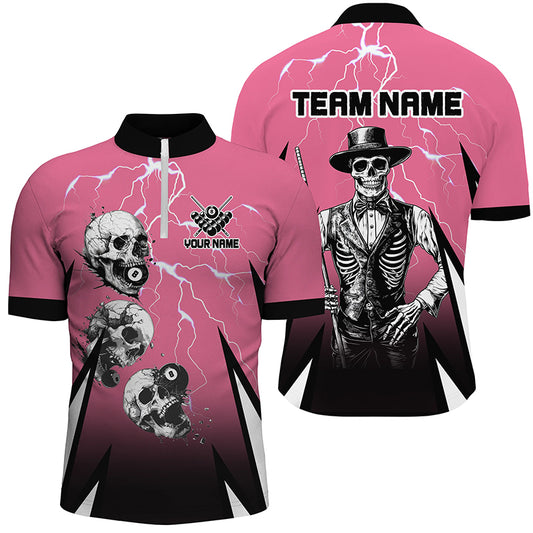 Grim Reaper Play Pool Custom Lightning Pink Billiard Shirts For Men, Funny Billiard Shirt Gifts TDM2175