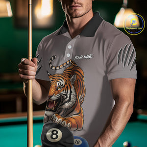 Personalized Funny Tiger 8 Ball, 9 Ball & 10 Ball Billiard Shirt For Men Custom Pool Team Jersey TDM4972
