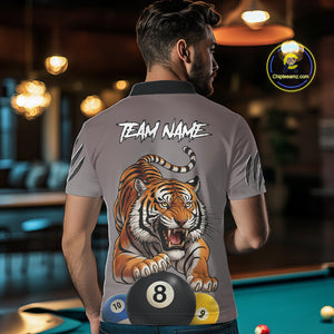 Personalized Funny Tiger 8 Ball, 9 Ball & 10 Ball Billiard Shirt For Men Custom Pool Team Jersey TDM4972