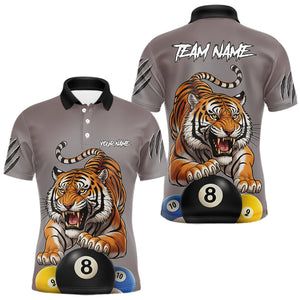 Personalized Funny Tiger 8 Ball, 9 Ball & 10 Ball Billiard Shirt For Men Custom Pool Team Jersey TDM4972