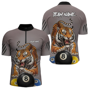 Personalized Funny Tiger 8 Ball, 9 Ball & 10 Ball Billiard Shirt For Men Custom Pool Team Jersey TDM4972