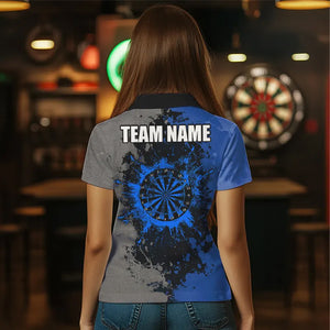 Personalized Darts Paint Blue And Grey Dart Shirts For Women Custom Grunge Dart Team Jerseys TDM3396