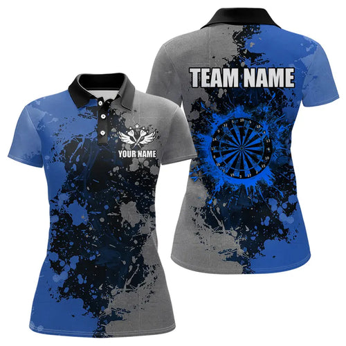 Personalized Darts Paint Blue And Grey Dart Shirts For Women Custom Grunge Dart Team Jerseys TDM3396