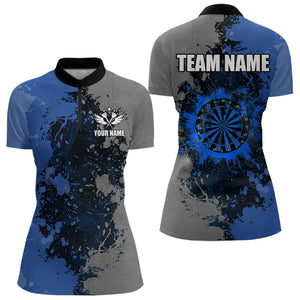 Personalized Darts Paint Blue And Grey Dart Shirts For Women Custom Grunge Dart Team Jerseys TDM3396