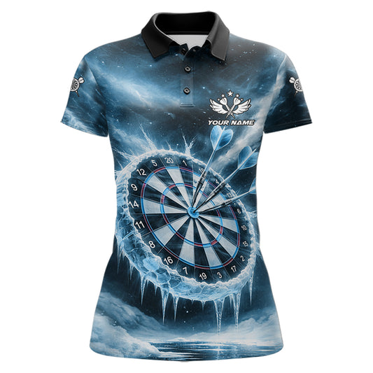Personalized Blue Dartboard Icy Darts Shirt For Women Custom Darts Jersey Team Polo & 1/4 Zip TDM5682