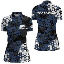 Load image into Gallery viewer, Personalized Blue And White Hive Billiard Shirts For Women Custom Grunge Retro Billiard Jerseys TDM1592