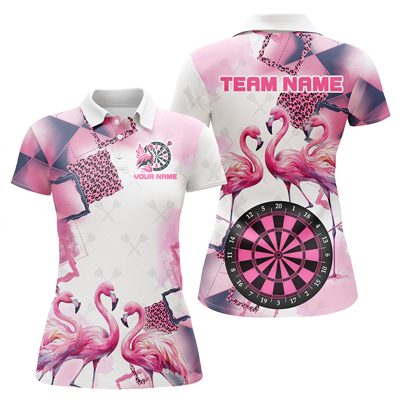 Pink Argyle Flamingo Custom Name Darts Shirts For Women, Darts Jerseys, Unique Darts Gift Apparel TDM2186