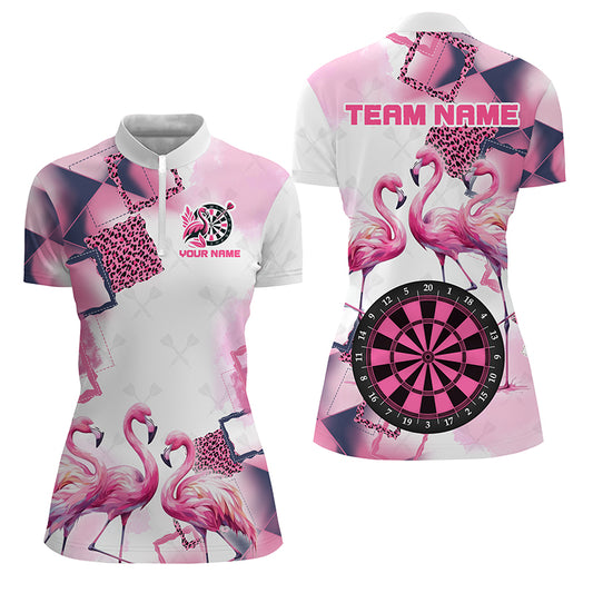 Pink Argyle Flamingo Custom Name Darts Shirts For Women, Darts Jerseys, Unique Darts Gift Apparel TDM2186