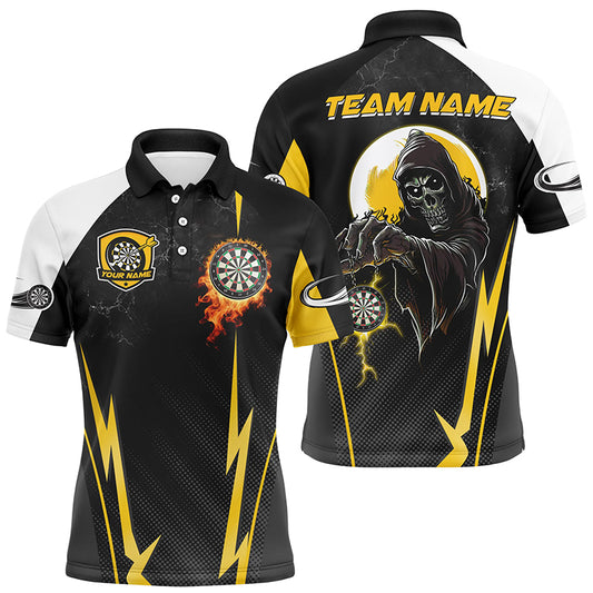 Funny Grim Reaper Custom Yellow Black Darts Shirts For Men, Personalized Darts Team Jerseys TDM2190