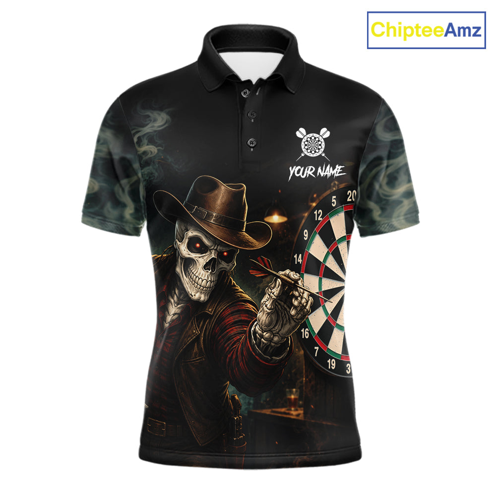Funny Skeleton Smoke Darts Shirts For Men Custom Darts Team Jersey, Personalized Darts Gift TDM7177