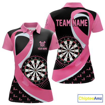 Personalized Breast Cancer Awareness Darts Shirts For Women Custom Pink Ribbon Darts Team Jersey TDM7182