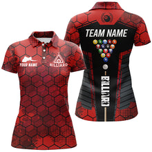 Load image into Gallery viewer, Red Grunge Hexagon Billiard Shirts For Women Custom Pool Jerseys, Billiard Tournament Team Shirts TDM2706