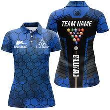 Load image into Gallery viewer, Blue Grunge Hexagon Billiard Shirts For Women Custom Pool Jerseys, Billiard Tournament Team Shirts TDM2707