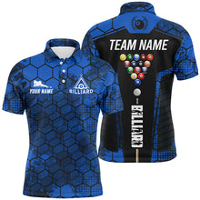 Load image into Gallery viewer, Blue Grunge Hexagon Billiard Shirts For Men Custom Pool Jerseys, Billiard Tournament Team Shirts TDM2707