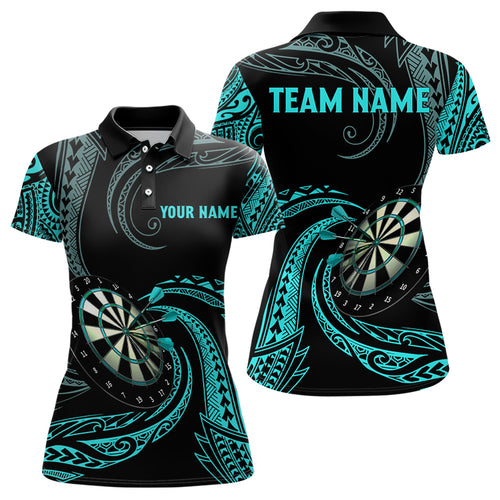 Turquoise Roll Tribal Darts Polo & Quarter Zip Shirts Custom Women Darts Shirts Dart Jerseys TDM3186